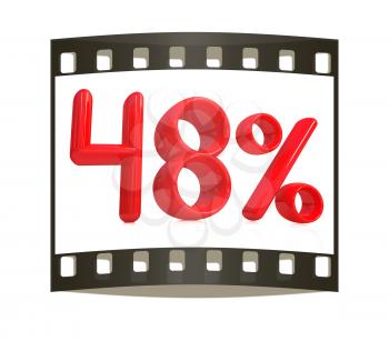 3d red 48 - forty eight percent on a white background. The film strip