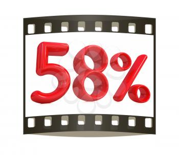 3d red 58 - fifty eight percent on a white background. The film strip