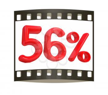3d red 56 - fifty six percent on a white background. The film strip