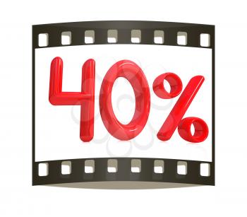 3d red 40 - forty percent on a white background. The film strip