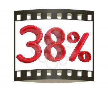 3d red 38 - thirty eight percent on a white background. The film strip