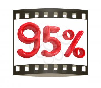 3d red 95 - ninety five percent on a white background. The film strip