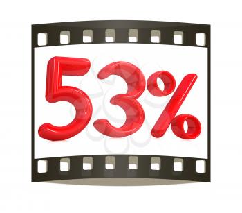 3d red 53 - fifty three percent on a white background. The film strip