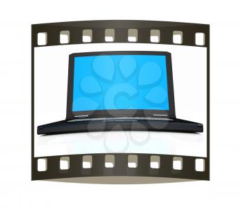 Laptop on a white background. The film strip