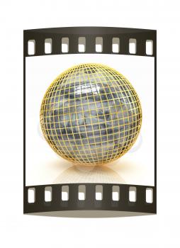 Sphere from  dollar on a white background. The film strip