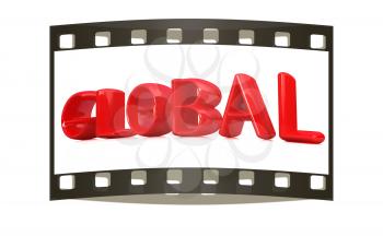 3d text Global on a white background. The film strip