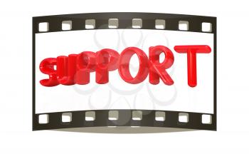 3d redl text support on a white background. The film strip