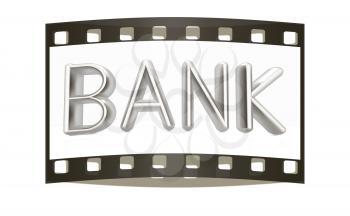 3d metal text bank on a white background. The film strip