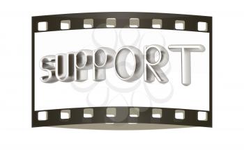 support 3d metal text on a white background. The film strip