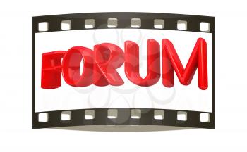 forum 3d red text on a white background. The film strip