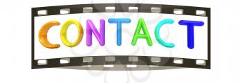 3d text contact on a white background. The film strip