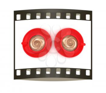 mugs on a white background. The film strip