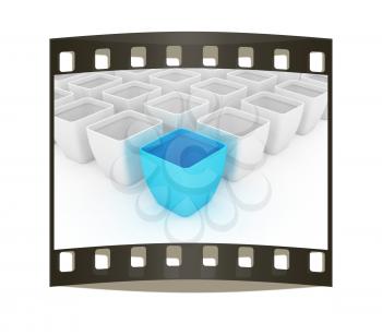 3d Empty box on a white background. The film strip