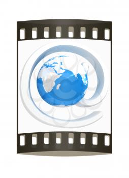 Glossy icon with mail for Earth on a white background. The film strip