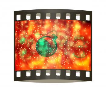Year 2013 with bomb burning a festive background. The film strip