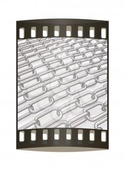 Metal chains on a white background. The film strip