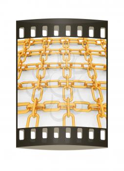 Gold chains on a white background. The film strip