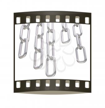 Metal chains on a white background. The film strip