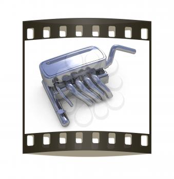 Exhaust system on a white background. The film strip