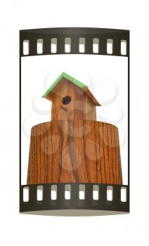 Nest box birdhouse. The film strip