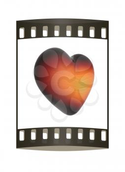 3d beautiful glossy heart on a white background. The film strip