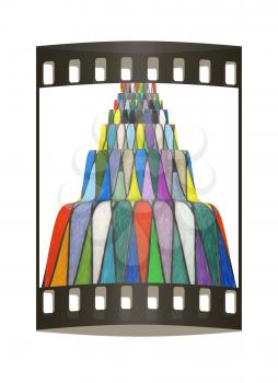 Colorful background mosaic pattern design on a white background. The film strip