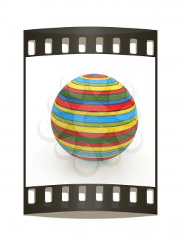 3d colored ball on a white background. The film strip