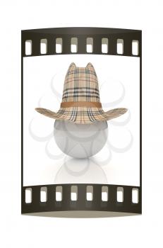 3d hats on white ball. Sapport icon on a white background. The film strip