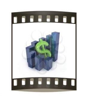 Currency dollar business graph on white background. The film strip