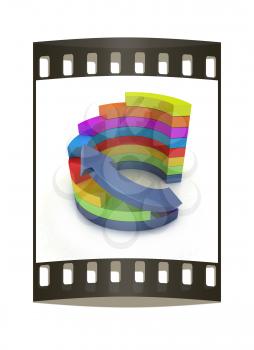 3d colorful abstract diagram and arrow on a white background. The film strip