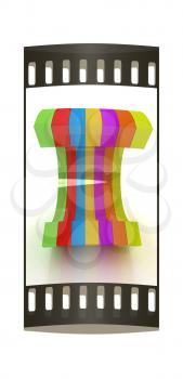 3d colorful abstract shape on a white background. The film strip