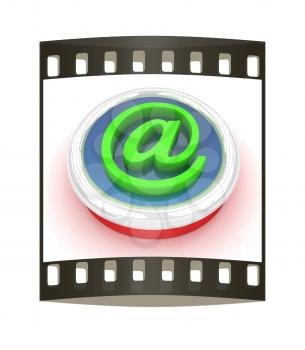 3d button email Internet push on a white background. The film strip