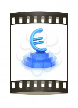 Euro sign on podium. 3D icon on white background (high details and quality of the rendering). The film strip