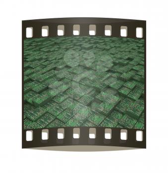 Electronic urban background. The film strip with place for your text