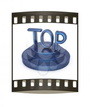 Top icon on white background. 3d rendered image. The film strip