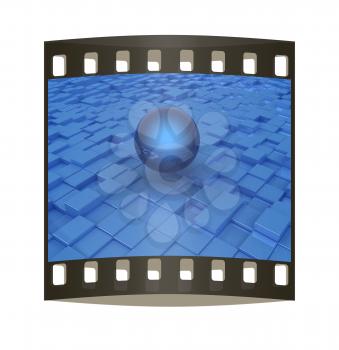 The abstract urban background and sphere. The film strip