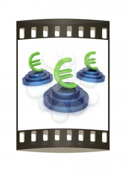 icon euro signs on podiums on a white background. The film strip