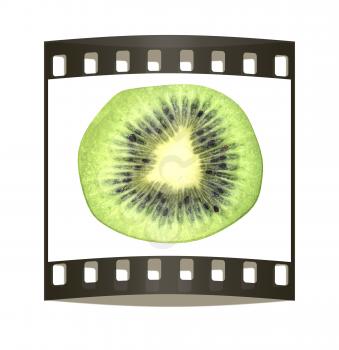 slices of kiwi on a white background. The film strip