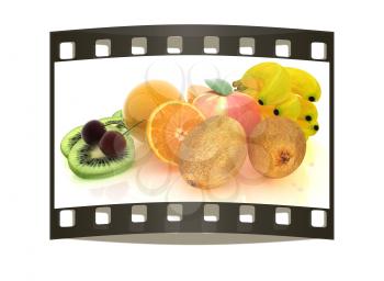 Citrus on a white background. The film strip
