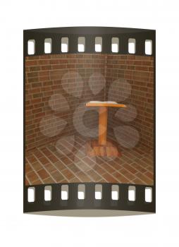 The cathedra in the corner of a brick. The film strip