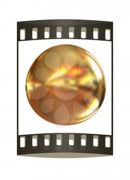 Gold Ball on a white background. The film strip