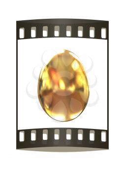 Big golden easter egg on a white background. The film strip