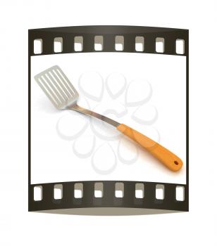Cutlery on a white background. The film strip