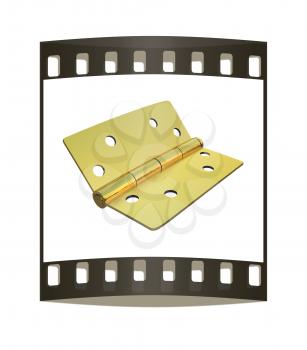 assembly metal hinges on a white background. The film strip
