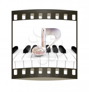 3d note on a piano. The film strip