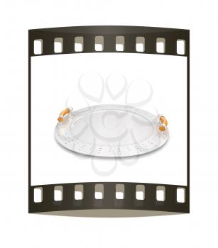 Glossy salver on a white background. The film strip