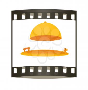 Restaurant cloche isolated on white background. The film strip