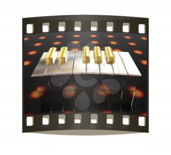 Piano on a fantastic background. The film strip