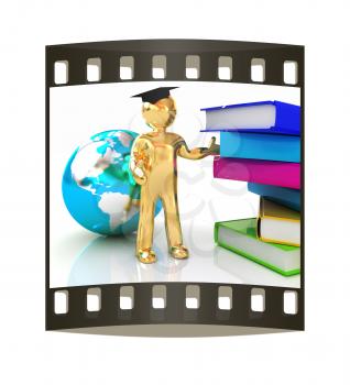 The world is opened for you. Global Education on a white background. The film strip