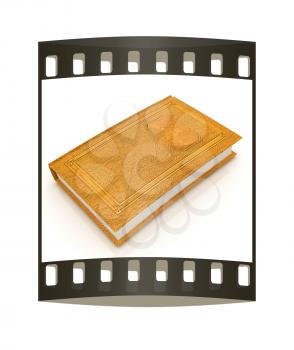 The leather book on a white background. The film strip